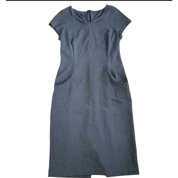 Lafayette 148 New York Midi Dress Cap Sleeve Pocket Midi Sheath Dress Size 14 - Picture 1 of 4